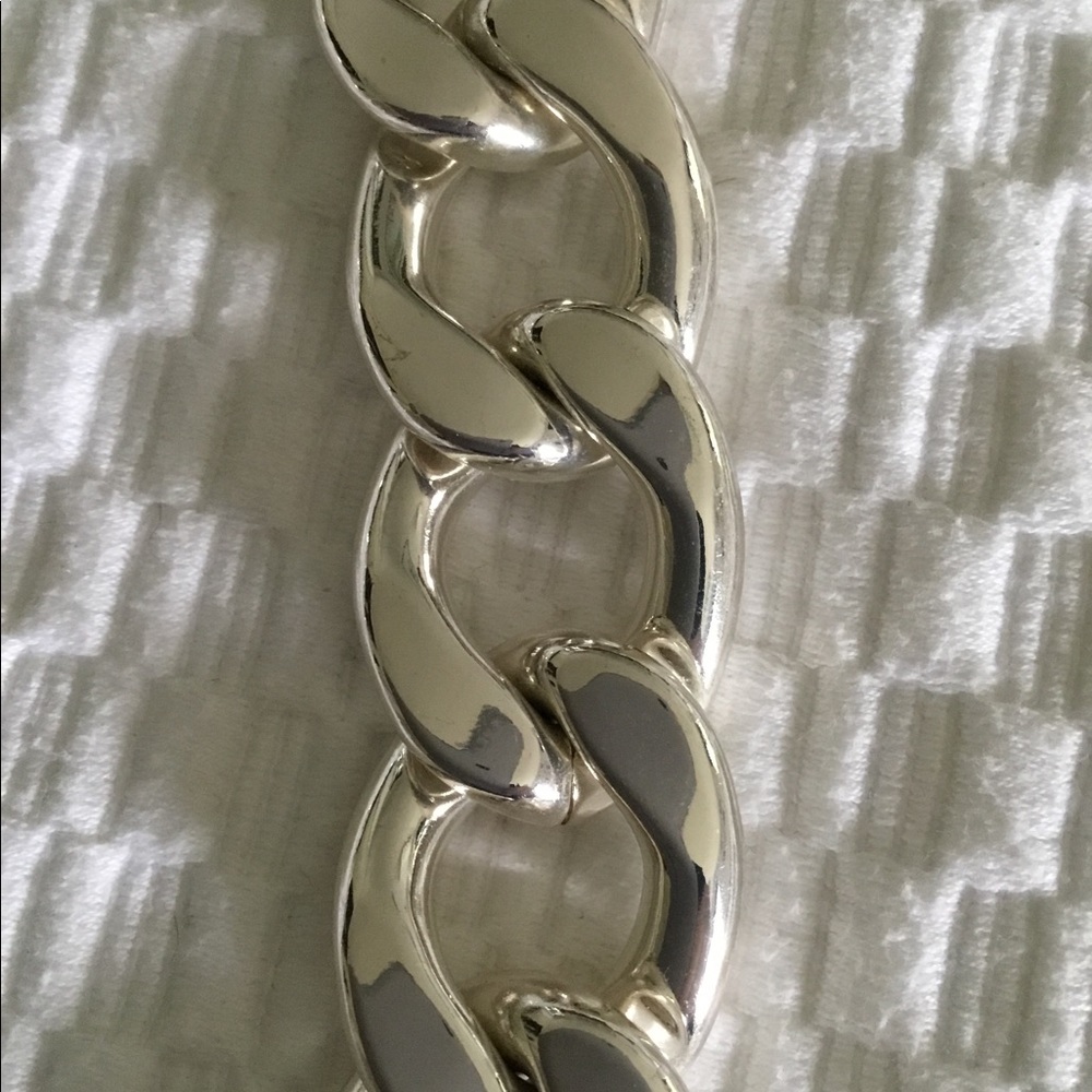 Polished Silver Tone Link Neclace - Picture 4 of 8